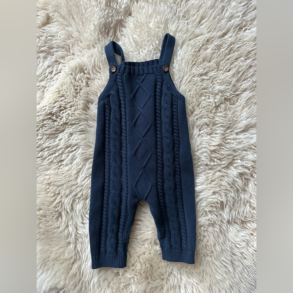 Navy Blue Knit Overalls for Kids